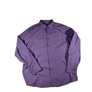 Claiborne Purple Striped Dress Shirt Button Up Long Sleeve Career XL
